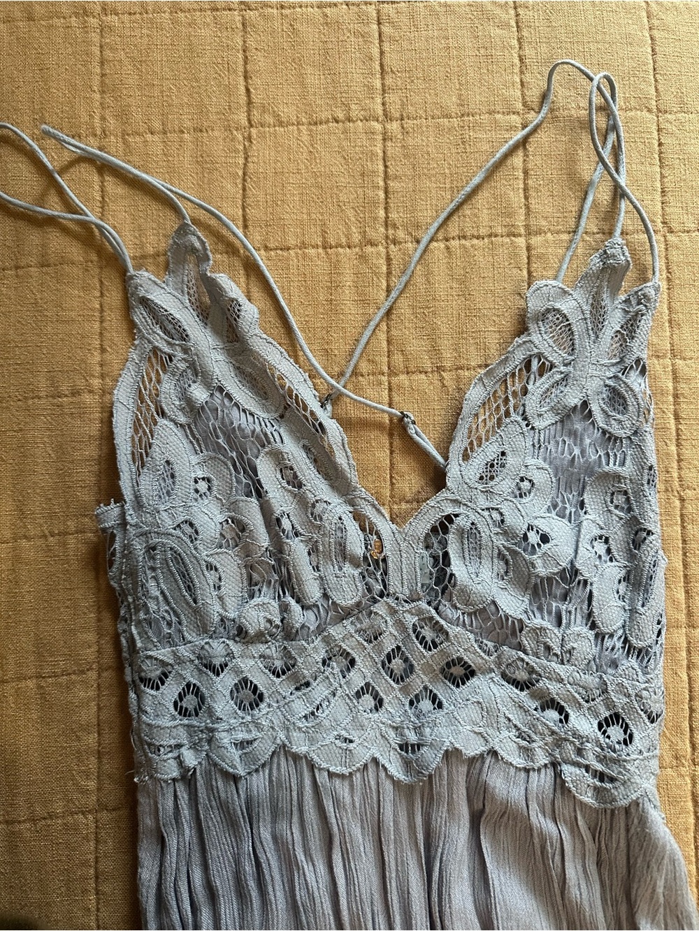 Free people Adella Lace-Trim Maxi Dress in Light grey